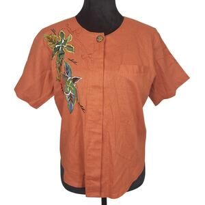 Vintage Clio Women's Top Sz Medium Cinnamon Brown Boho Artsy Gauzy Cottage Core